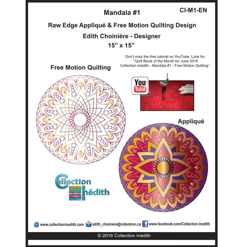 Mandala #1 Pattern - Free Motion Quilting Technique - View 1