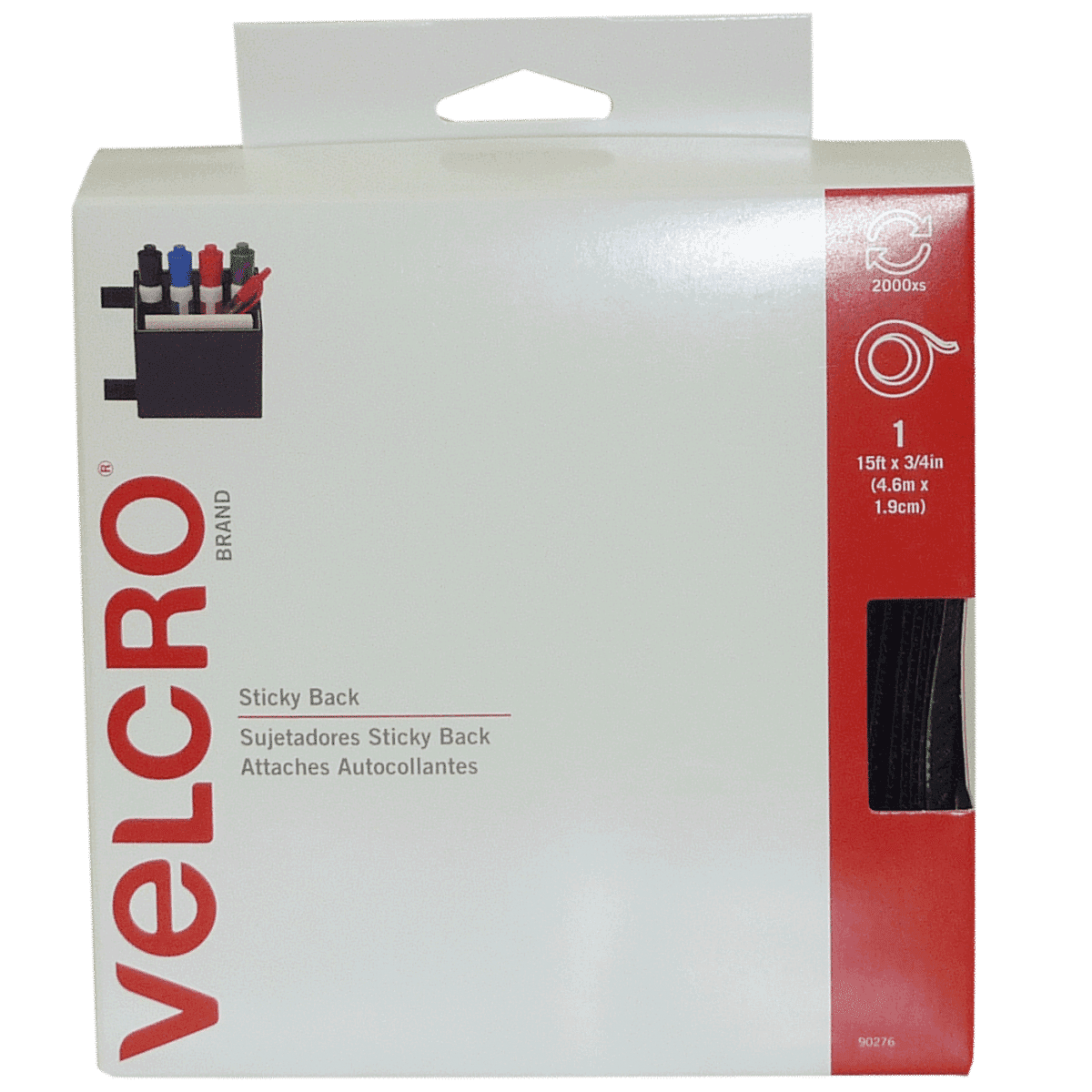 Velcro Sticky Back Fasteners - 15ft x 3/4in - View 1