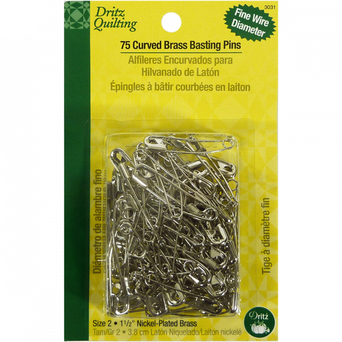 75 Curved Brass Basting Pins - Dritz Quilting