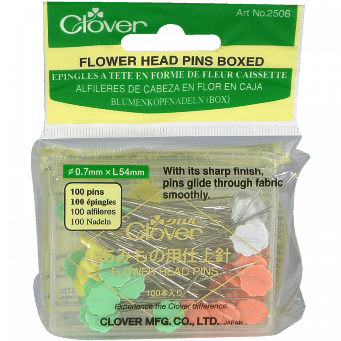 100 Flower Head Pins Boxed - Clover - Épingles à Tête en Forme de Fleur